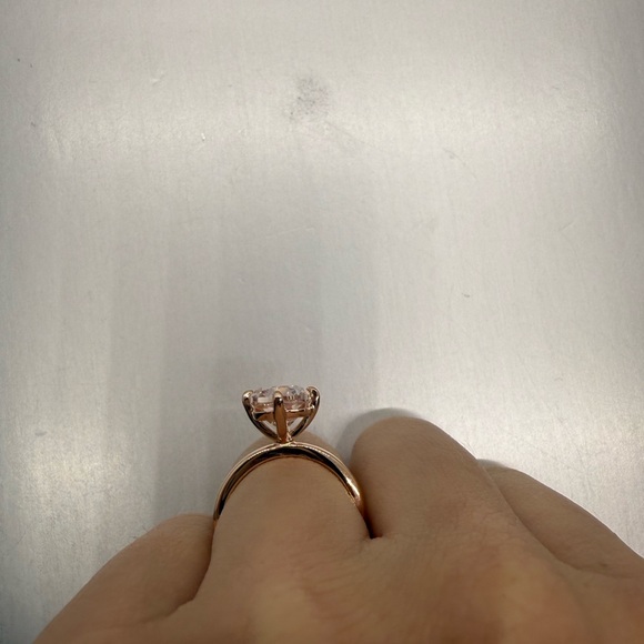 4.02 carat fancy pink antique cushion lab diamond compass prongs engagement ring - Picture 11 of 11